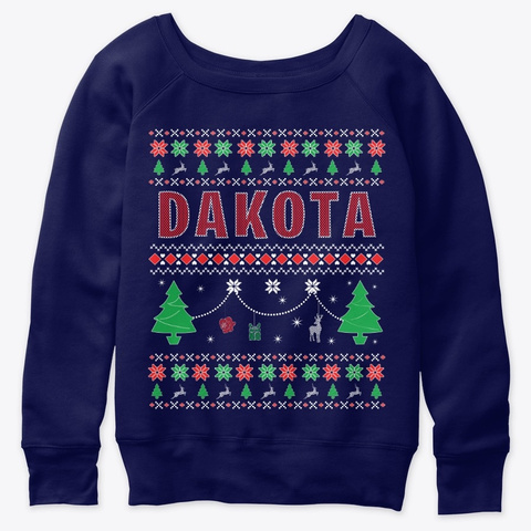 Ugly Xmas Themed Personalized For Dakota Navy  T-Shirt Front