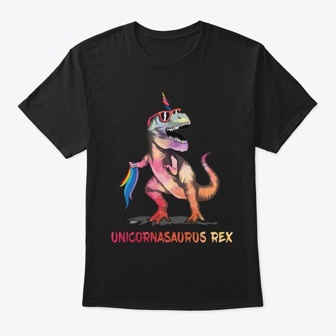 Unicornasaurus Rex Dino Unicorn T Shirt Black T-Shirt Front