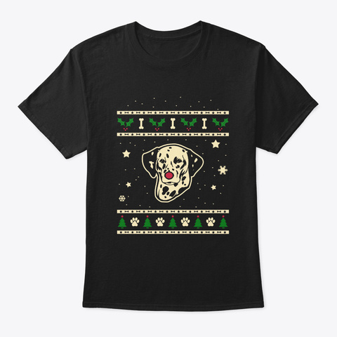 Christmas Dalmatian Gift Black T-Shirt Front