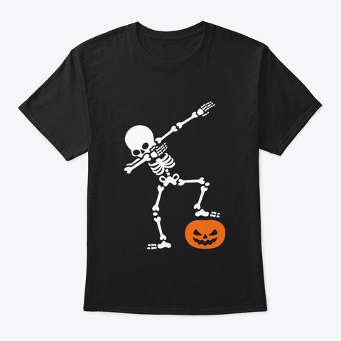 Dabbing Skeleton Halloween Gift Black T-Shirt Front
