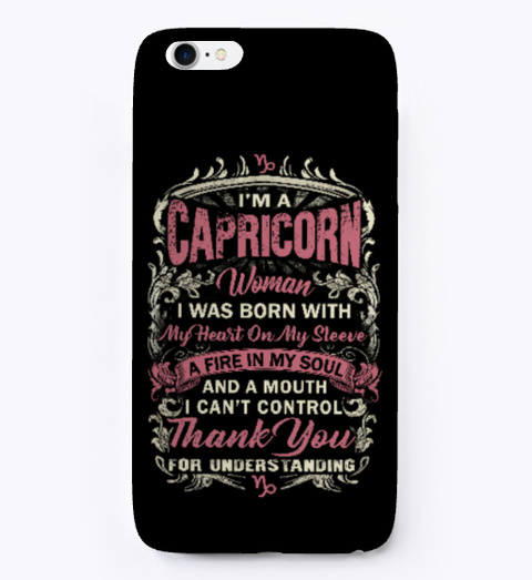 I'm A Capricorn Woman Phone Case, Pillow Black Maglietta Front