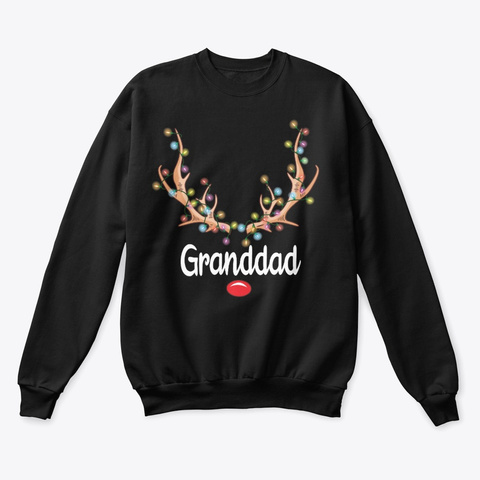 Granddad Dear Lights Christmas Black T-Shirt Front
