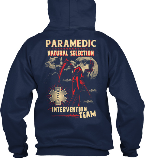 Paramedic Natural Selection Intervention Team Oxford Navy T-Shirt Back