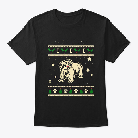 Christmas Maltese Gift Black T-Shirt Front