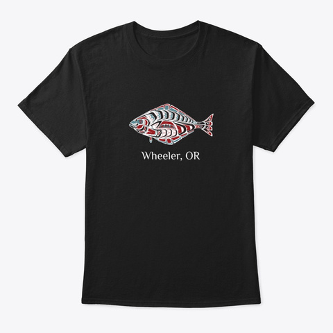 Wheeler Or Halibut Fish Pacific Nw Black T-Shirt Front