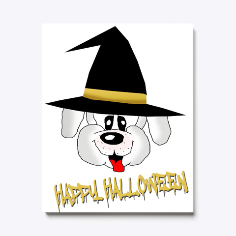 Halloween Dog. Funny Dog Print White T-Shirt Front