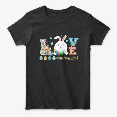 Womens Happy Easter Hipster Bunny Pink Black T-Shirt Front