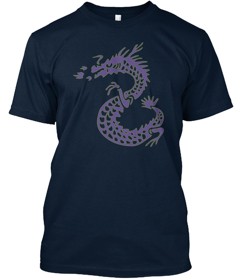 Tshirt Dragon Purple Green New Navy T-Shirt Front