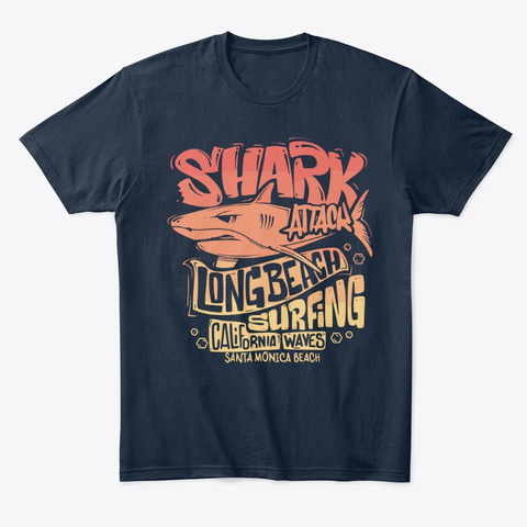 Shark Attack Fishing T Shirts New Navy T-Shirt Front