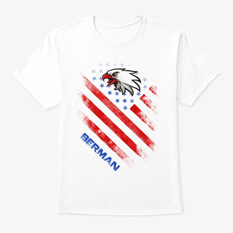 Berman Name Tee In U.S. Flag Style White T-Shirt Front