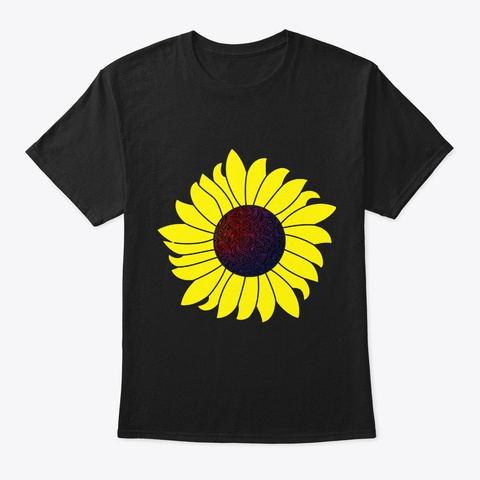 Sunflower Red & Purple Mandala  Black Camiseta Front