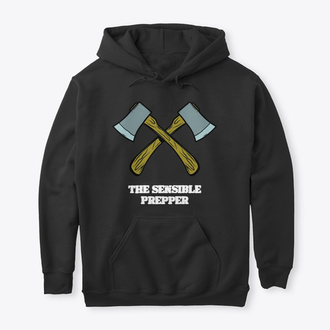 The Sensible Prepper Duel Axe Logo Black T-Shirt Front