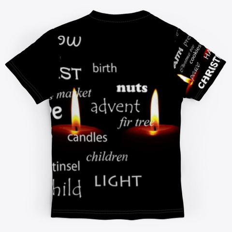 Christmas Candles  Black T-Shirt Back
