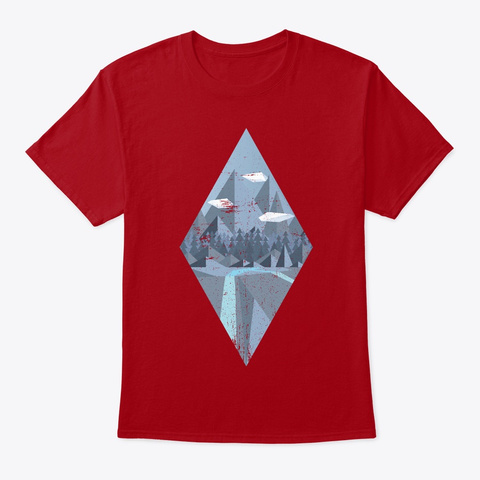 Geometric Nature Deep Red T-Shirt Front
