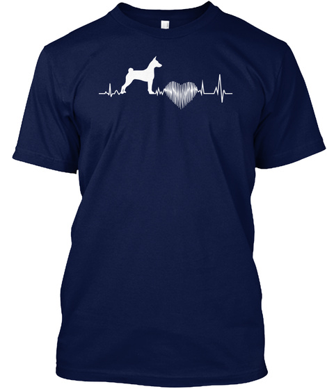 Basenji Heartbeat Navy T-Shirt Front