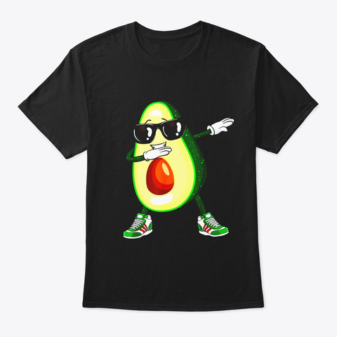 Dabbing Avocado Shirt Funny Vegan Food Black T-Shirt Front