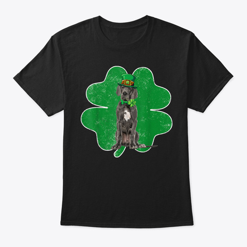 Great Dane Leprechaun Irish Shamrockin S Black T-Shirt Front