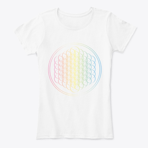 Flower Of Life Series   Multicolor White T-Shirt Front