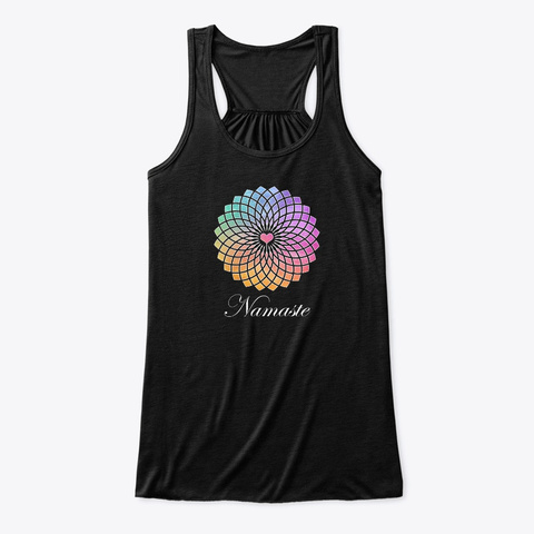 Namaste Floral Heart For Yoga Lovers Black Camiseta Front