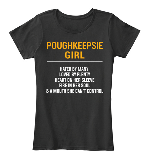 Poughkeepsie Ar Girl   Heart On Sleeve. Customizable City Black T-Shirt Front