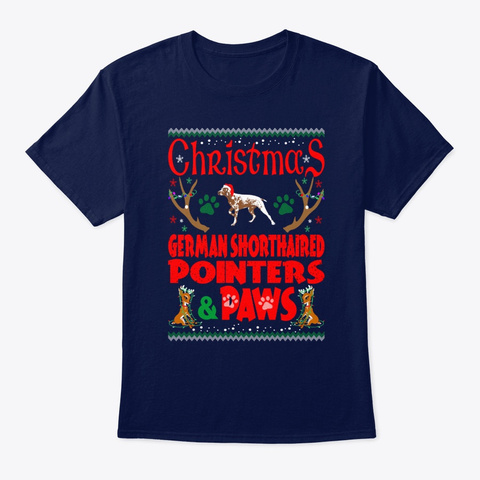 Christmas Shorthaired Pointers Paws Gift Navy T-Shirt Front