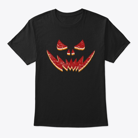Creepy Halloween Three Color Pumpkin Fac Black T-Shirt Front