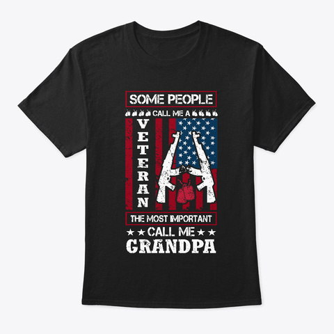 Some Call Me Veteran Grandpa Old Truck Black T-Shirt Front