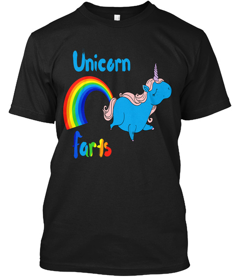 Unicorn Farts Black T-Shirt Front