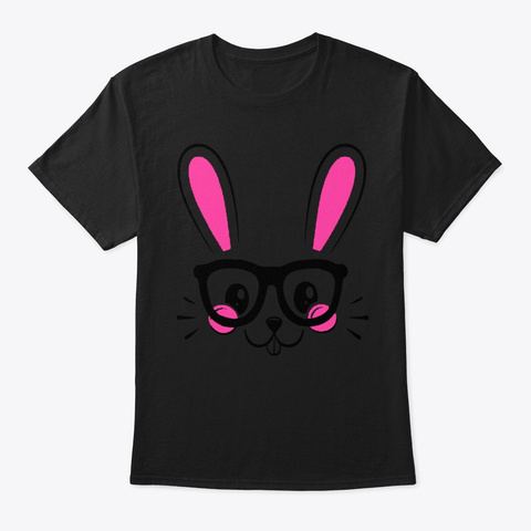 Bunny Wears Glasses Shirts Black T-Shirt Front
