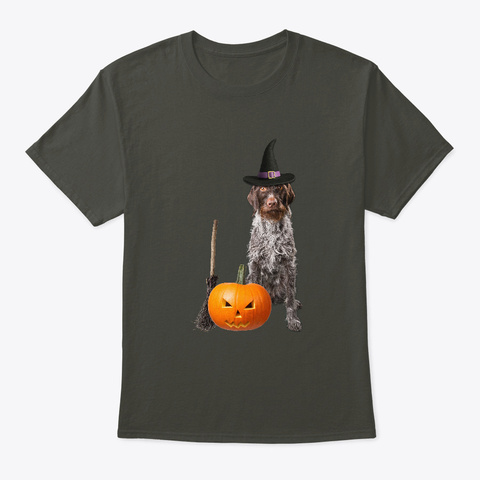 German Wirehaired Pointer Witch Hat Smoke Gray T-Shirt Front