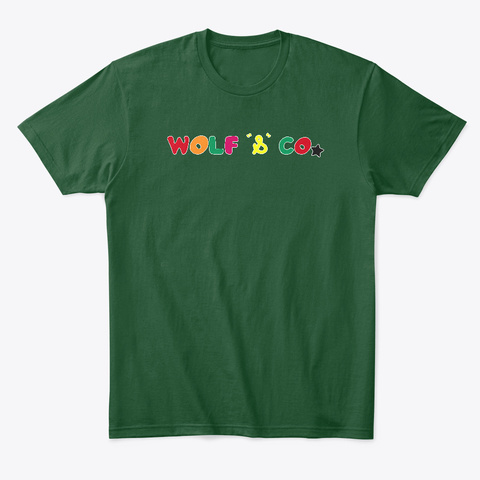 Bubbly Wolf Forest Green  T-Shirt Front