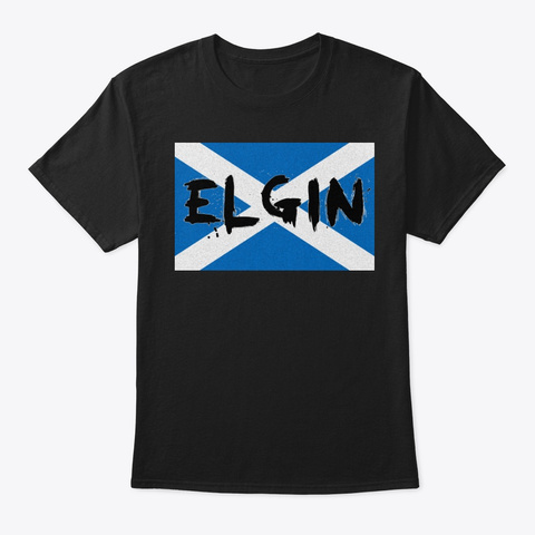 Elgin St Andrew's Cross Black T-Shirt Front