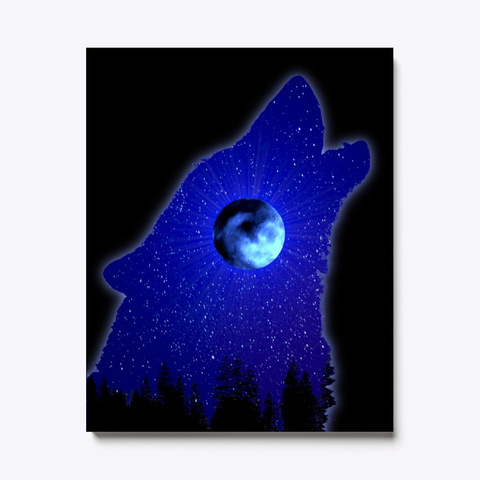 Howling Wolf Blue Moon Black Maglietta Front