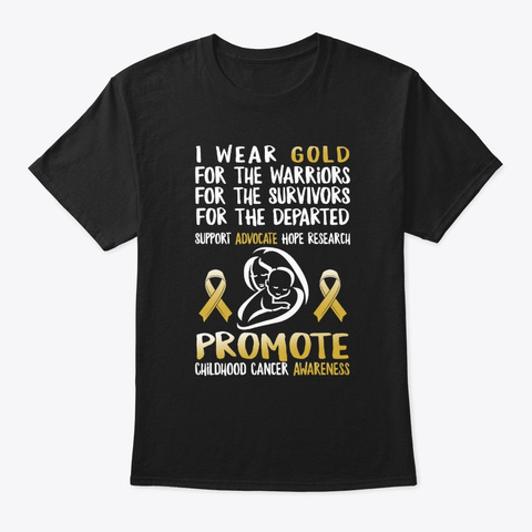 I Wear Gold For The Warriors Child Black T-Shirt Front