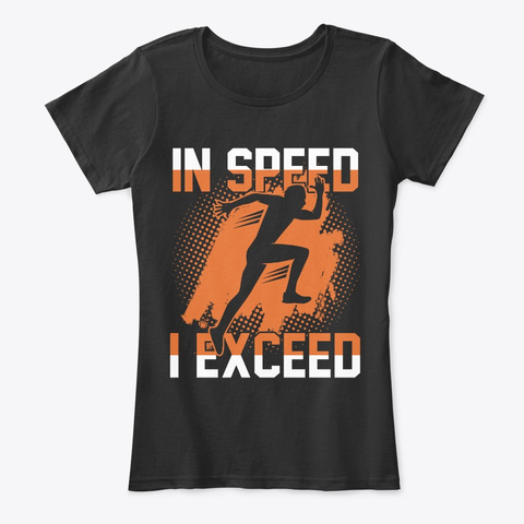 In Speed I Exceed Runner Running Sport Black T-Shirt Front
