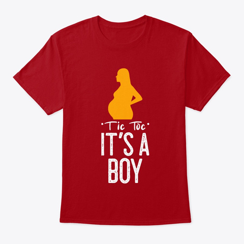 Maternity Pregnant Its A Boy Announce  Deep Red T-Shirt Front