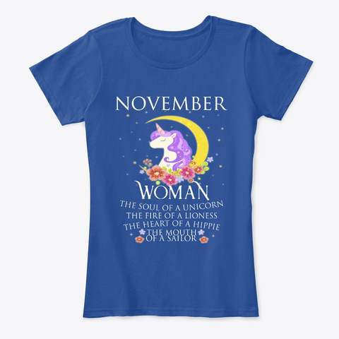 November Women The Soul Of A Unicorn  Deep Royal  T-Shirt Front