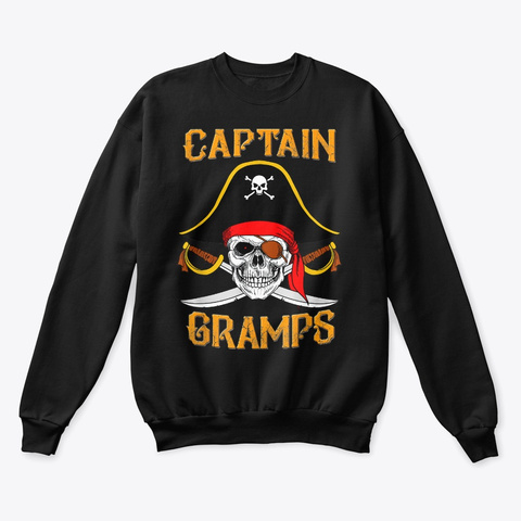 Gramps Pirate Skull Halloween Gift Shirt Black T-Shirt Front