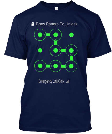 Draw Pattern To Unlock Emergency Call Only Navy T-Shirt Front