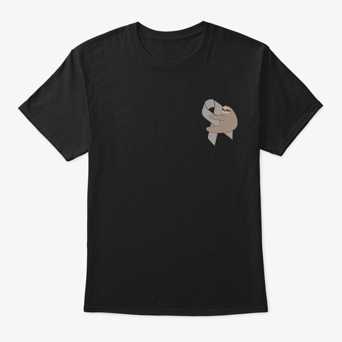Brain Cancer Awareness Sloth Pocket Cute Black T-Shirt Front