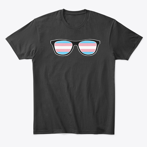 Transgender Pride Flag Glasses Black Camiseta Front