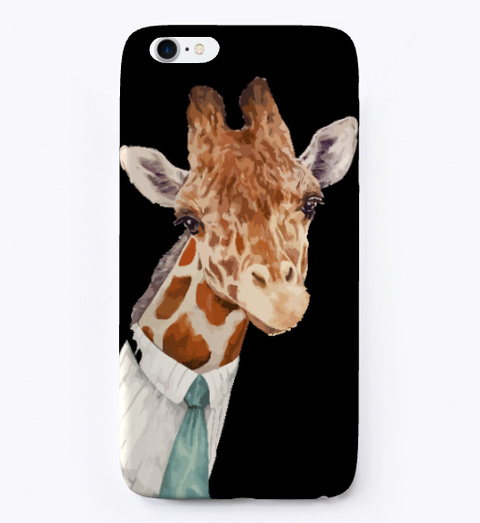 Male Giraffe I Phone Case Black T-Shirt Front