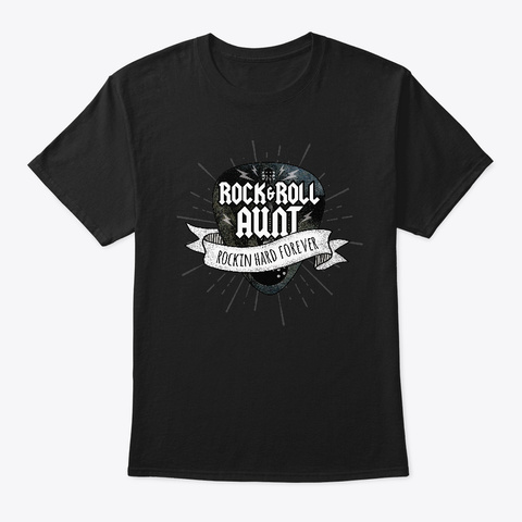 Rock And Roll Aunt Guitar Pick Rocker Black T-Shirt Front