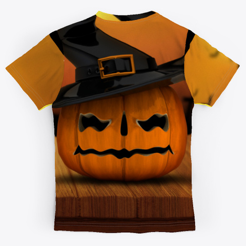 Halloween Pumpkin Wooden Black T-Shirt Back