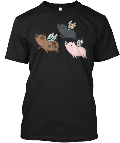 Flock Of Flying Pigs Black T-Shirt Front