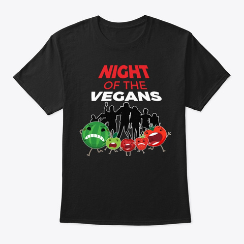 Night Of The Vegans | Zombie Vegan Black T-Shirt Front
