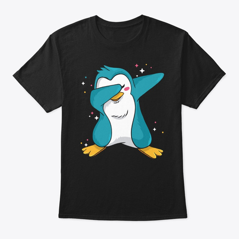 Funny Dabbing Penguin Black T-Shirt Front