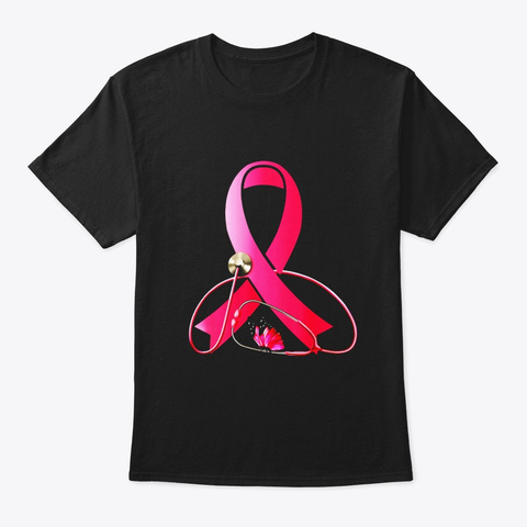 Breast Cancer Awareness For Mom Nurse Black T-Shirt Front