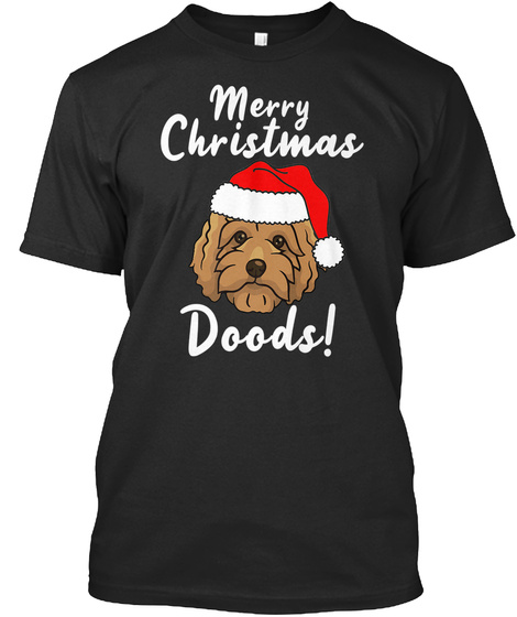 Merry Christmas Goldendoodle Funny Dog Black T-Shirt Front