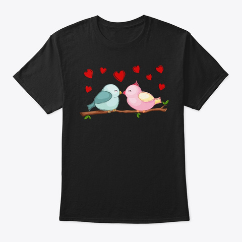 Love Birds Black T-Shirt Front